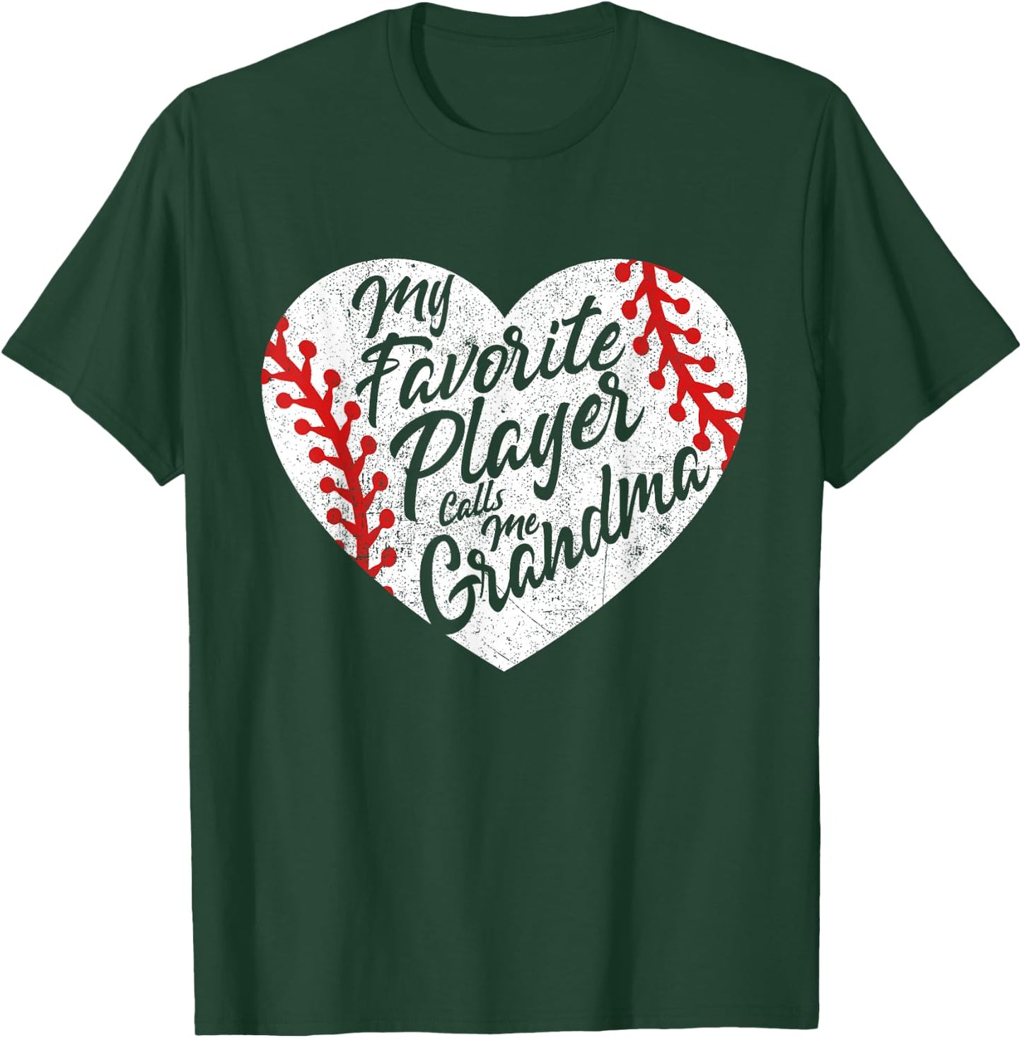 My Favorite Player Calls Me Grandma Baseball Heart Women's T-Shirt - T-Shirt | Forest