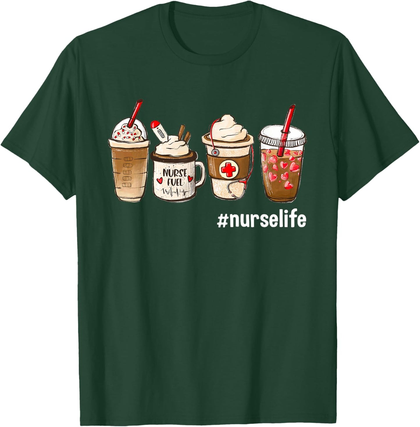 Nurse Life Funny Coffee Nurses Fuel Registered Nurse Medical T-Shirt - T-Shirt | Forest