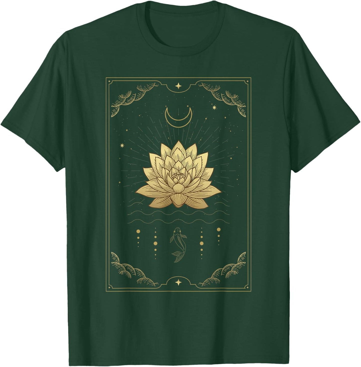 Lotus Flowers Blooming on Water Moon Tarot Card T-Shirt - T-Shirt | Forest