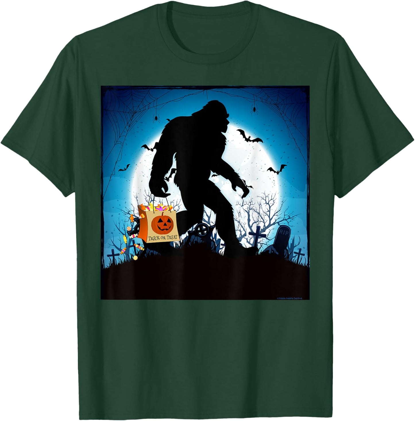 Spooky Halloween Bigfoot Trick or Treating Full Moon Bigfoot T-Shirt - T-Shirt | Forest