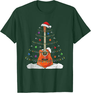 Christmas Guitar - Xmas Lights Guitarist T-Shirt - T-Shirt | Forest
