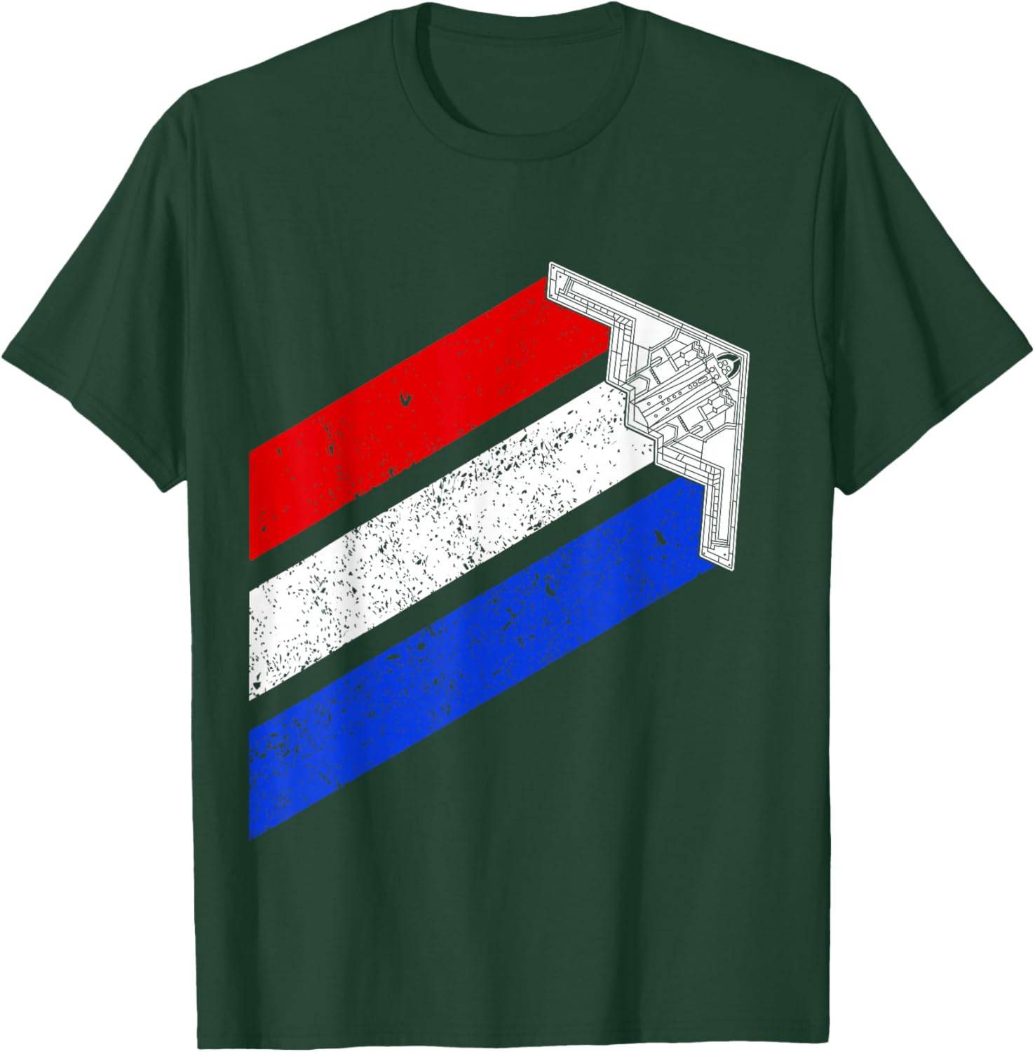 B-2 Bomber Vintage USA Contrails Red White Blue Stealth B2 T-Shirt - T-Shirt | Forest