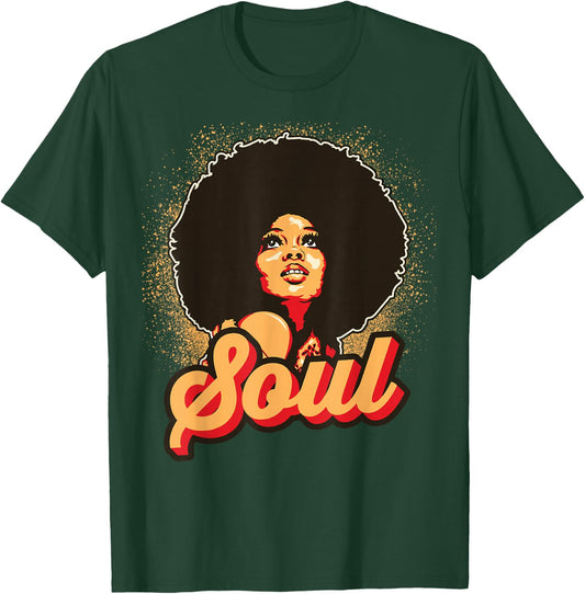 70s Funk Afro Women Soul Retro Vintage Style Graphic T-Shirt - T-Shirt | Forest