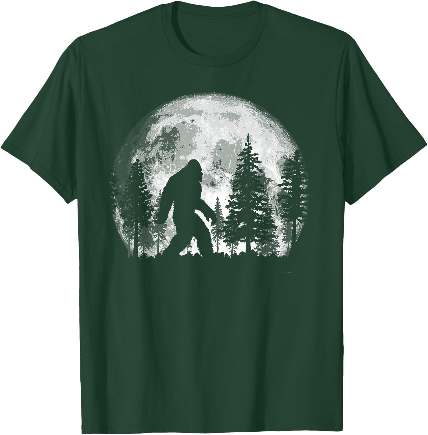 Bigfoot in The Forest Hiding at Night Full Moon Trees Nature T-Shirt - T-Shirt | Forest