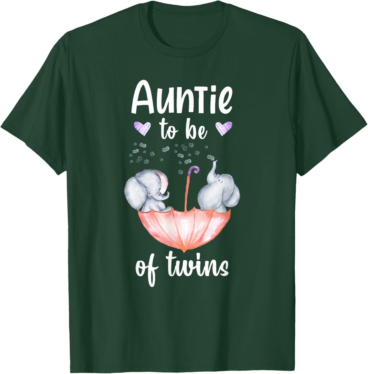 Auntie To Be Of Twins Baby Shower Elephant T-Shirt - T-Shirt | Forest