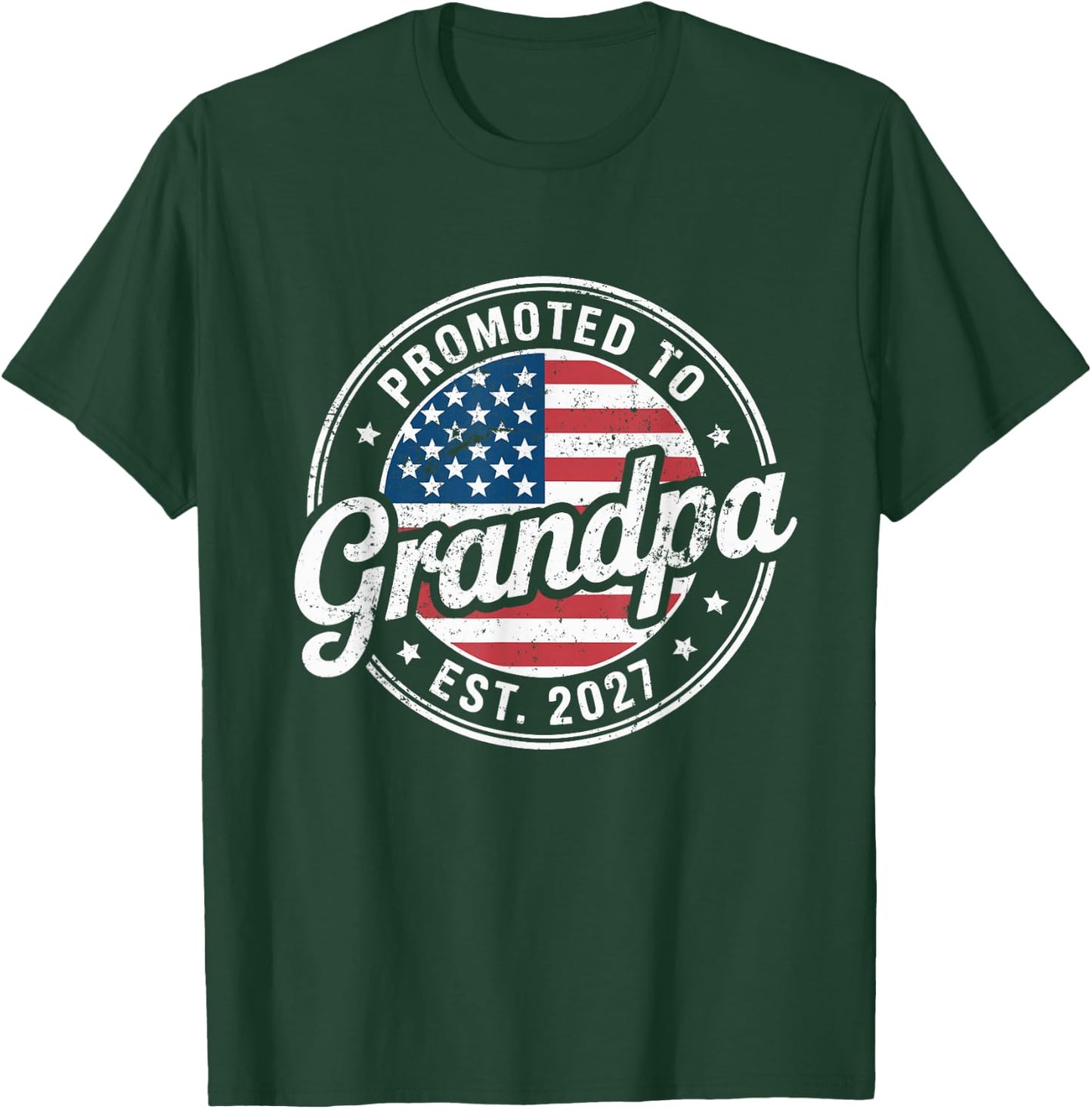 Promoted to Grandpa Est. 2027 New Grandpa USA T-Shirt - T-Shirt | Forest