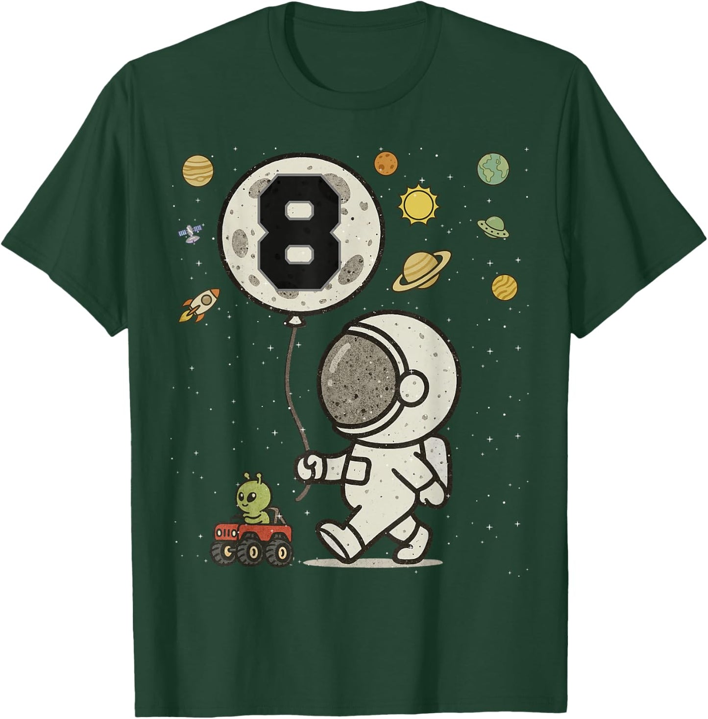 Astronaut 8 Year Old Space Birthday T-Shirt - T-Shirt | Forest