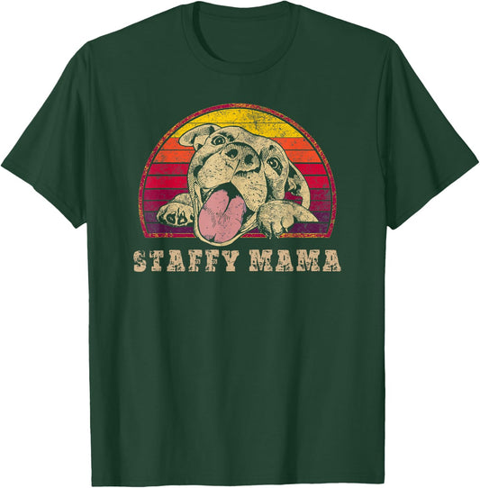 Staffy Mama - Staffy Mum - Cute Staffordshire Bull Terrier T-Shirt - T-Shirt | Forest