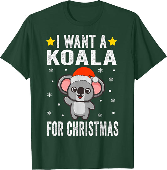 I Want A Koala For Christmas Koala Shirt Boys Girls Pajamas T-Shirt - T-Shirt | Forest