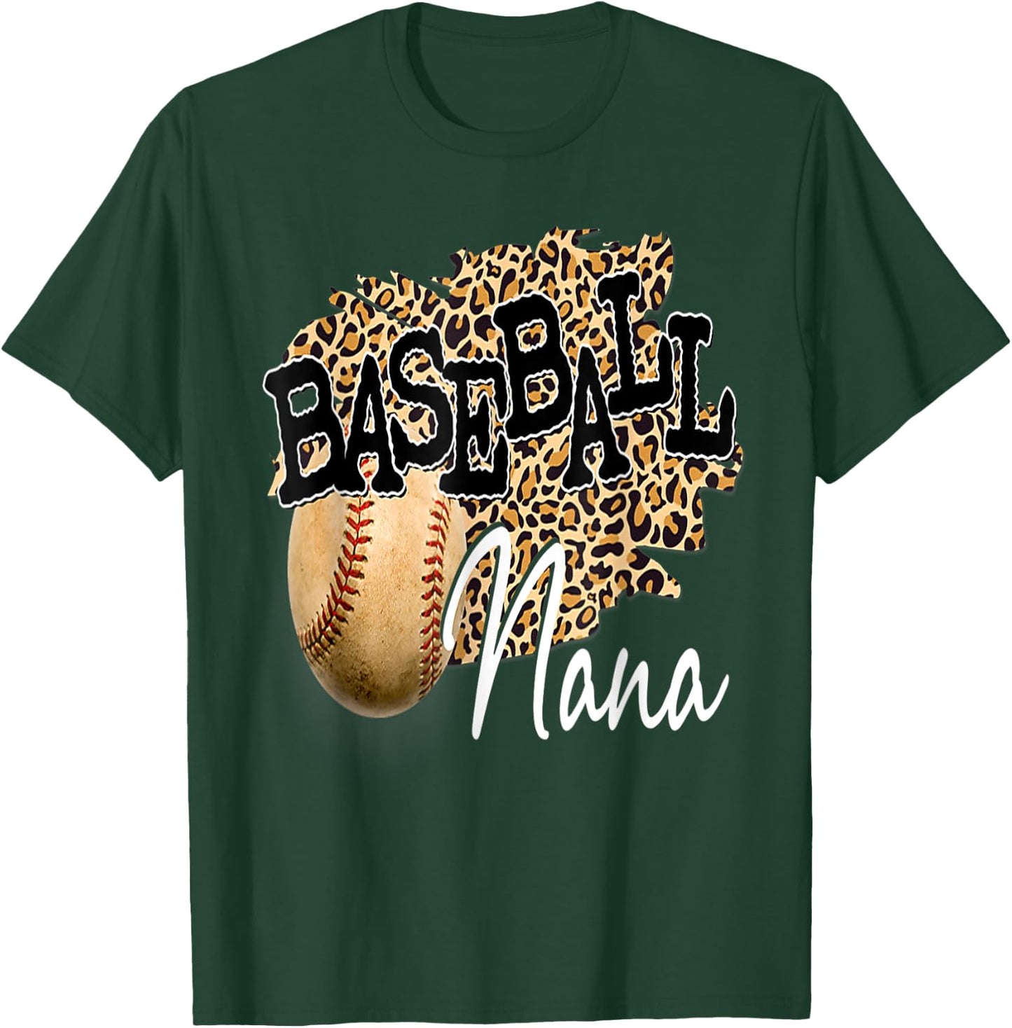 Baseball Nana Leopard Mother's Day women boys girls T-Shirt - T-Shirt | Forest