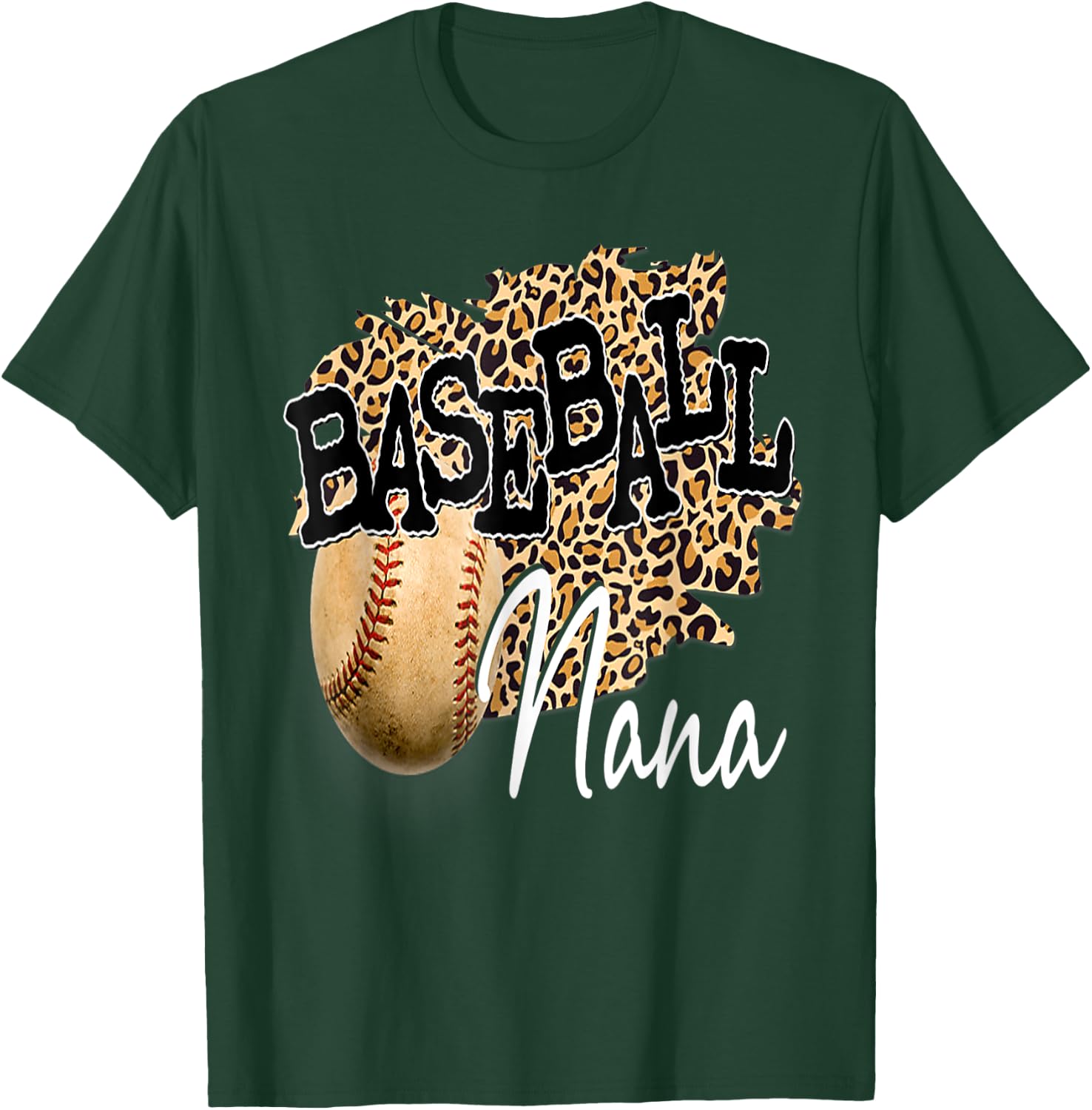 Baseball Nana Leopard Mother's Day women boys girls T-Shirt - T-Shirt | Forest