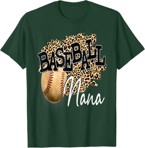 Baseball Nana Leopard Mother's Day women boys girls T-Shirt - T-Shirt | Forest
