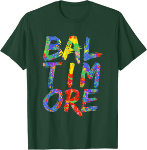 Baltimore Artwork Colorful Rainbow Maryland Gift Baltimore T-Shirt - T-Shirt | Forest