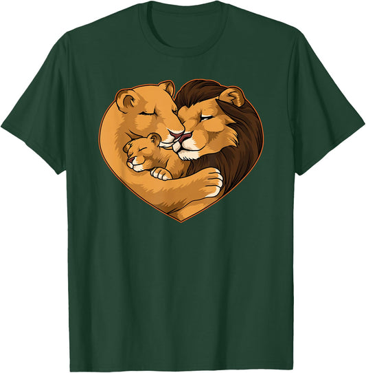 Baby Announcement Lion Family Of Three Parents Matching T-Shirt - T-Shirt | Forest