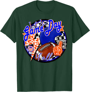 It's Game Day Y'all Retro Football Team Spirit Blue & Orange T-Shirt - T-Shirt | Forest