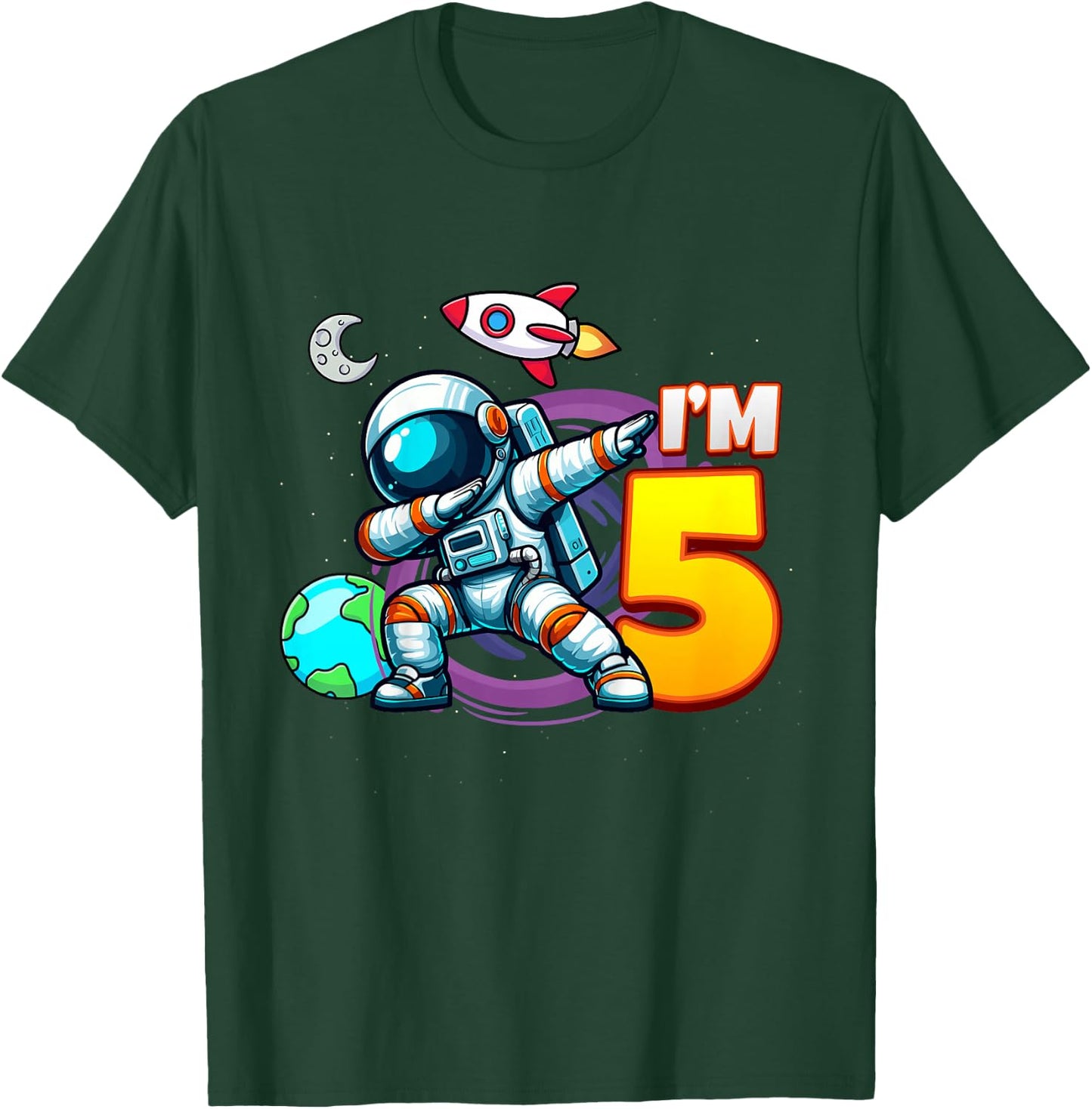 I'm 5 For Five Year Old Boy Space Astronaut 5th Birthday T-Shirt - T-Shirt | Forest