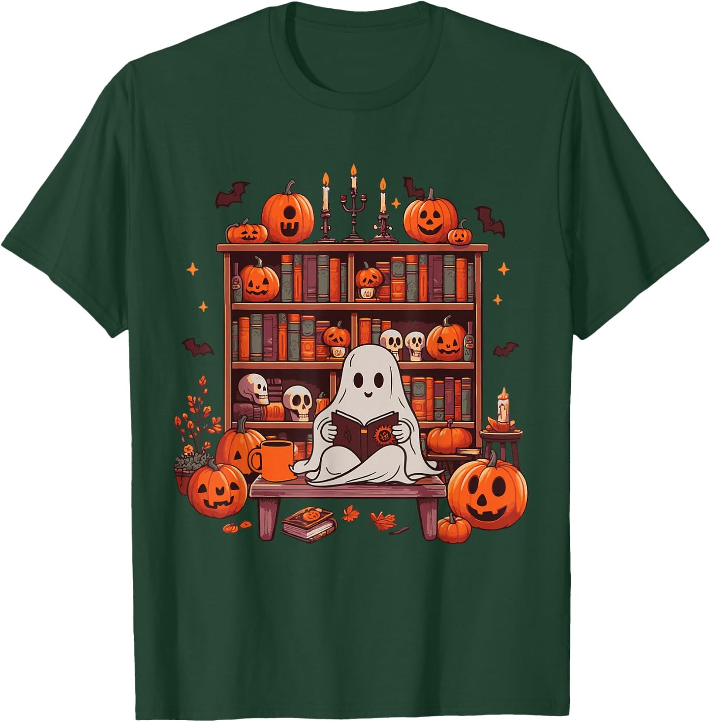 Ghost Book Reader, Reading Book lover Halloween T-Shirt - T-Shirt | Forest
