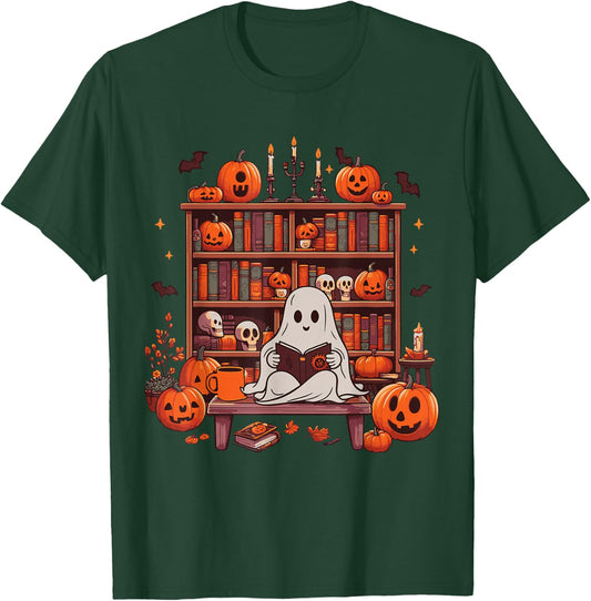 Ghost Book Reader, Reading Book lover Halloween T-Shirt - T-Shirt | Forest