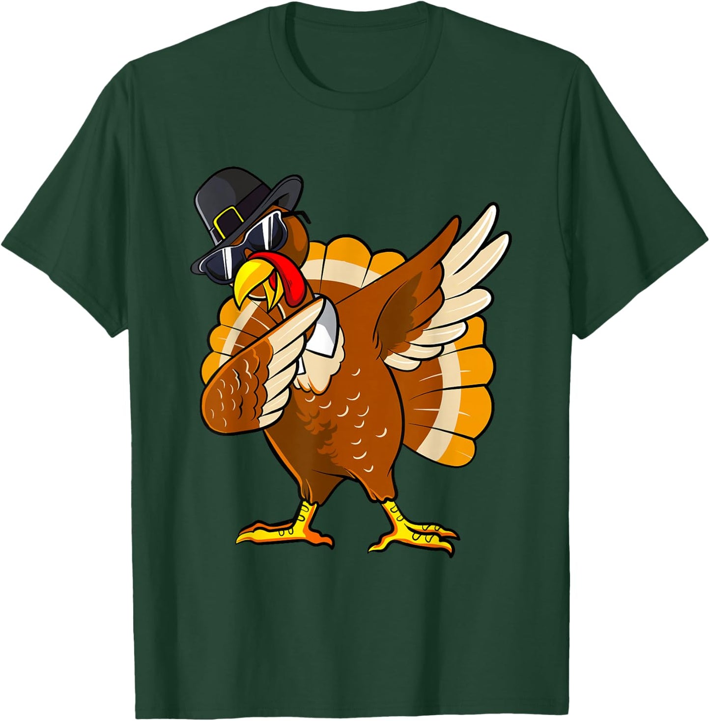 Dabbing Turkey Thanksgiving Day Gifts Pilgrim Boys Kids Men T-Shirt - T-Shirt | Forest