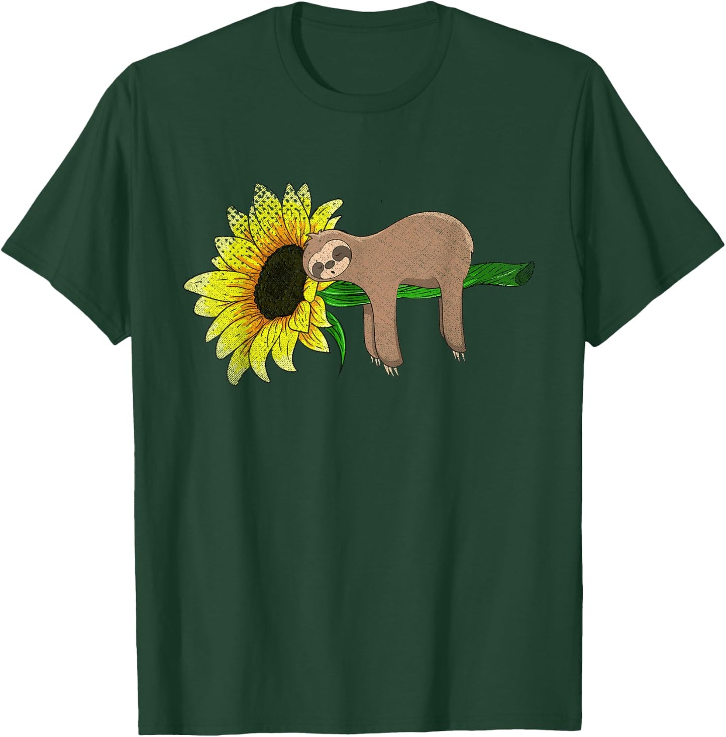Yellow Flower Sunflower Sleepy Animal Lover Wildlife Sloth T-Shirt - T-Shirt | Forest