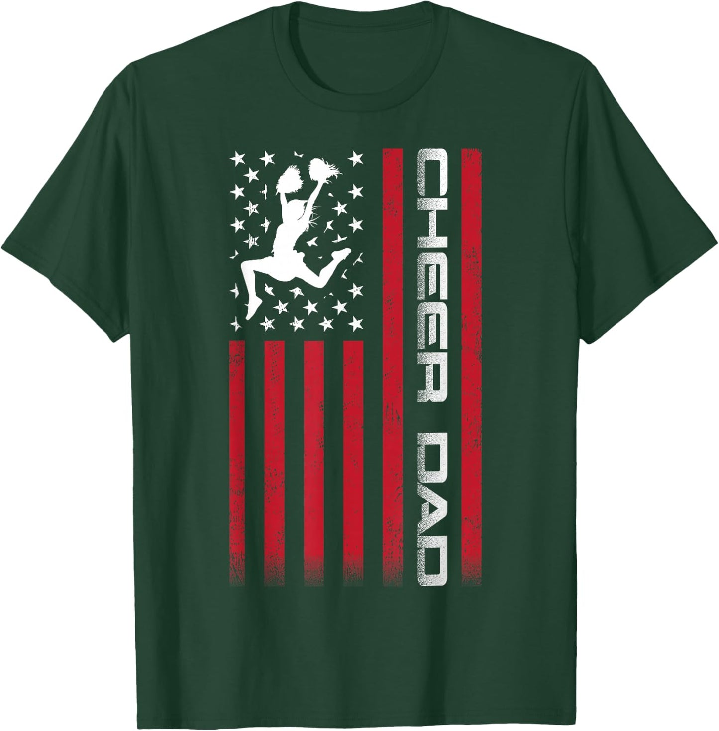 4th of July US Flag Cheer Dad Shirt for Father's Cheer T-Shirt - T-Shirt | Forest