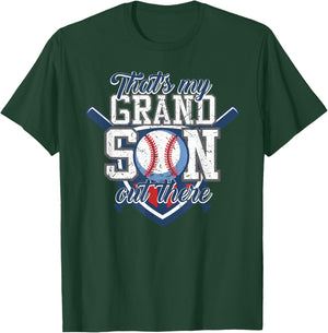 That's My Grandson Out There Baseball Grandparents Gift T-Shirt - T-Shirt | Forest