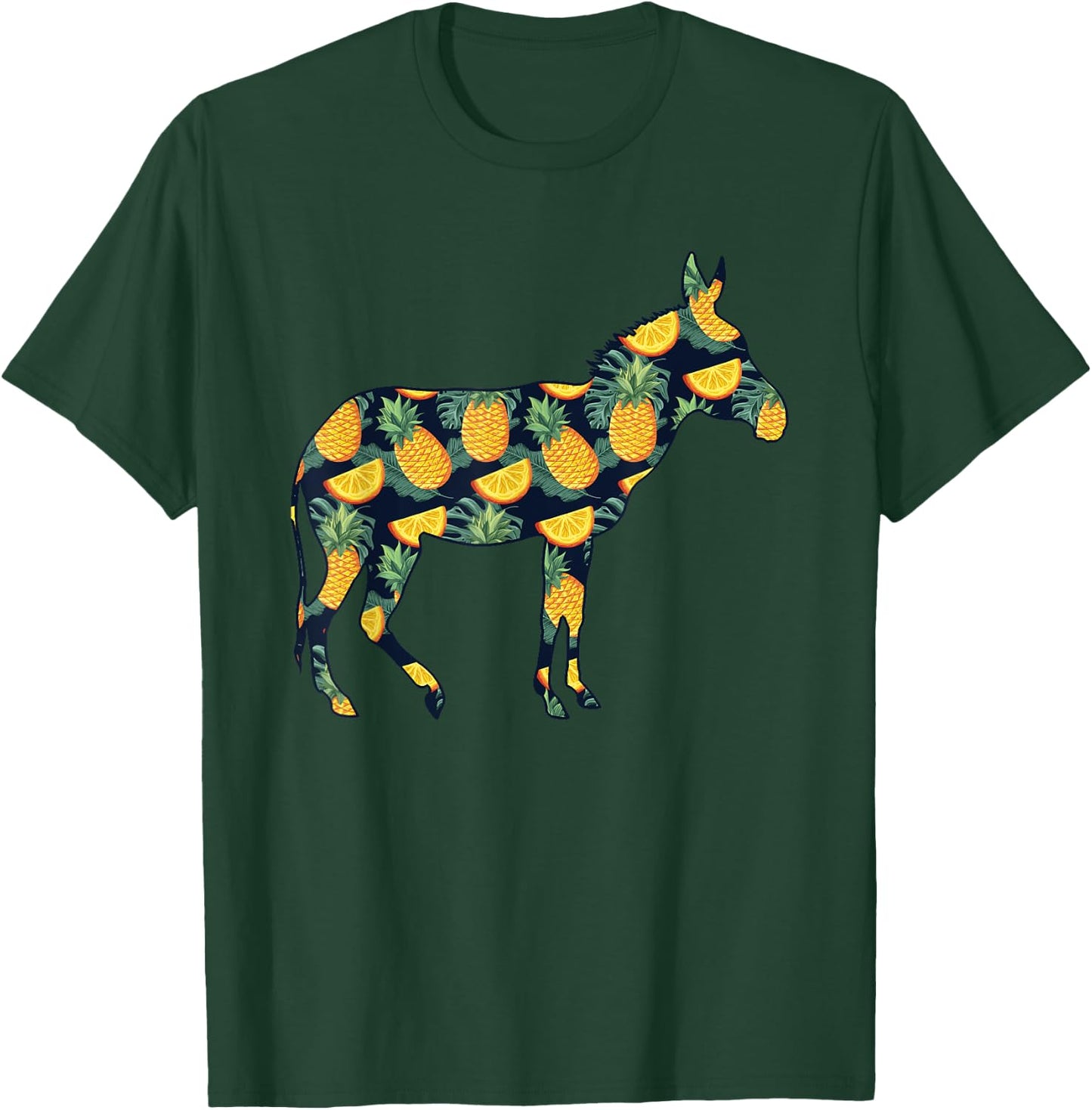 Pineapple Hawaiian Donkey Women Men Print Jackass Girl Gift T-Shirt - T-Shirt | Forest