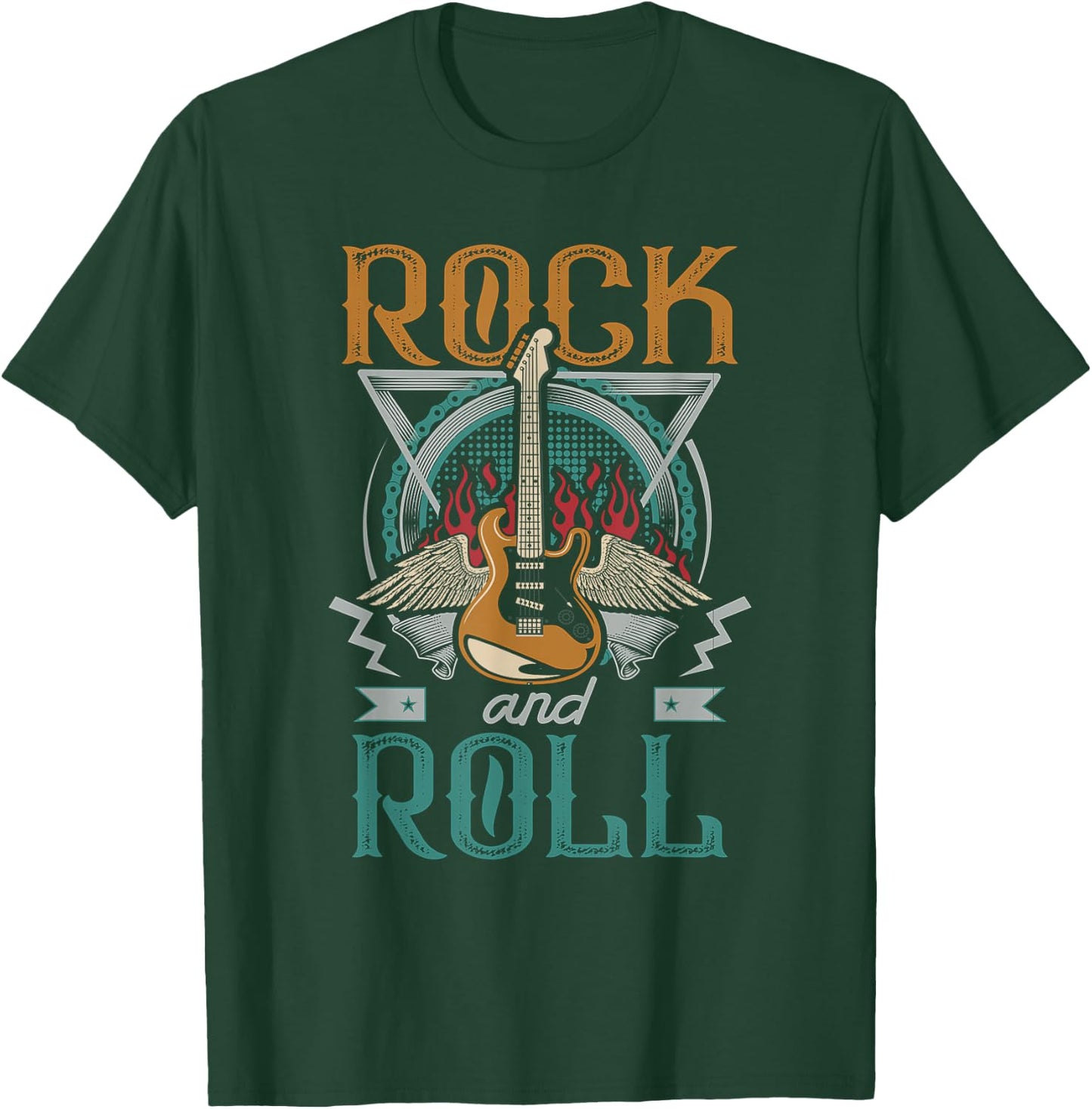 Vintage Retro 80s Rock & Roll Music Guitar Wings T-Shirt - T-Shirt | Forest