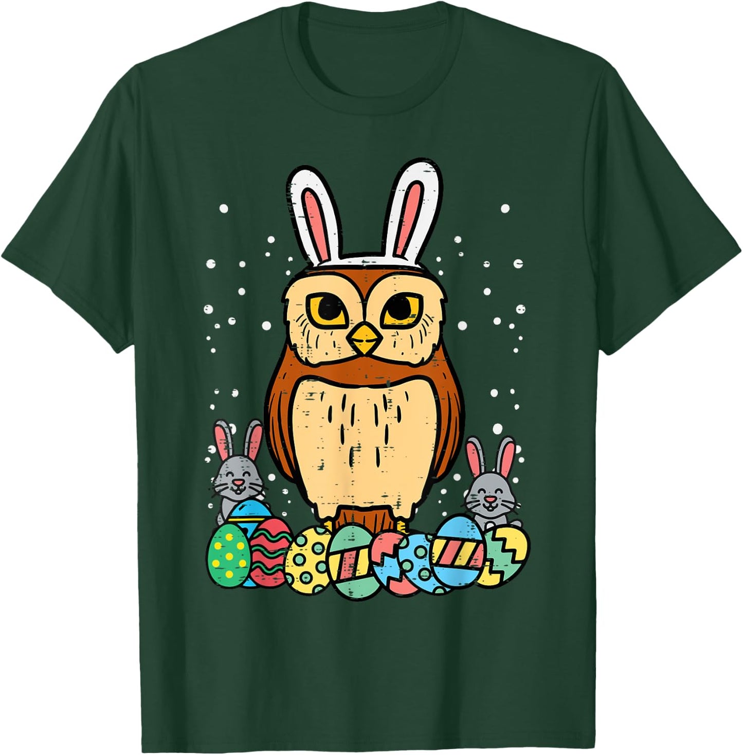 Easter Owl Eggs Bunnies Cute Animal Bird Men Women Kids T-Shirt - T-Shirt | Forest