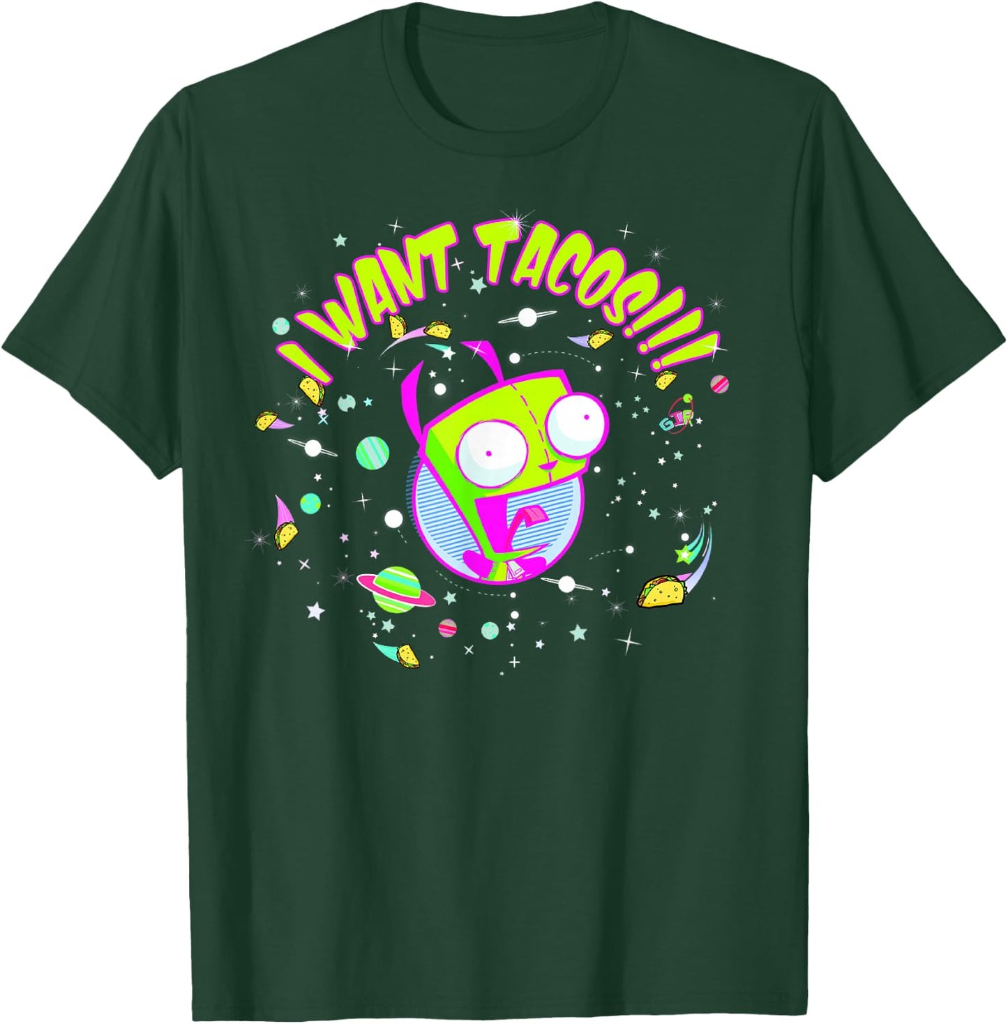 Invader Zim Gir I Want Tacos Space T-Shirt - T-Shirt | Forest