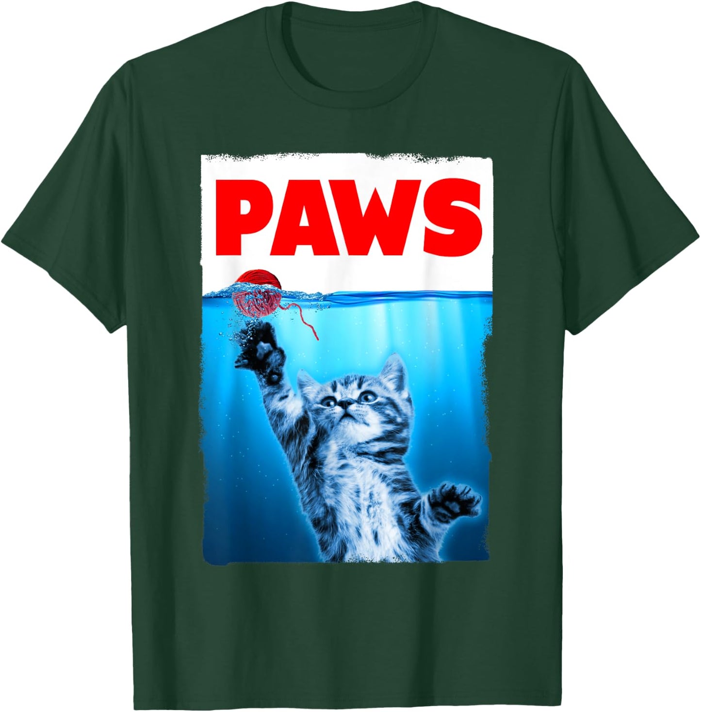 Paws Cat Parody Chasing String Ball T-Shirt - T-Shirt | Forest