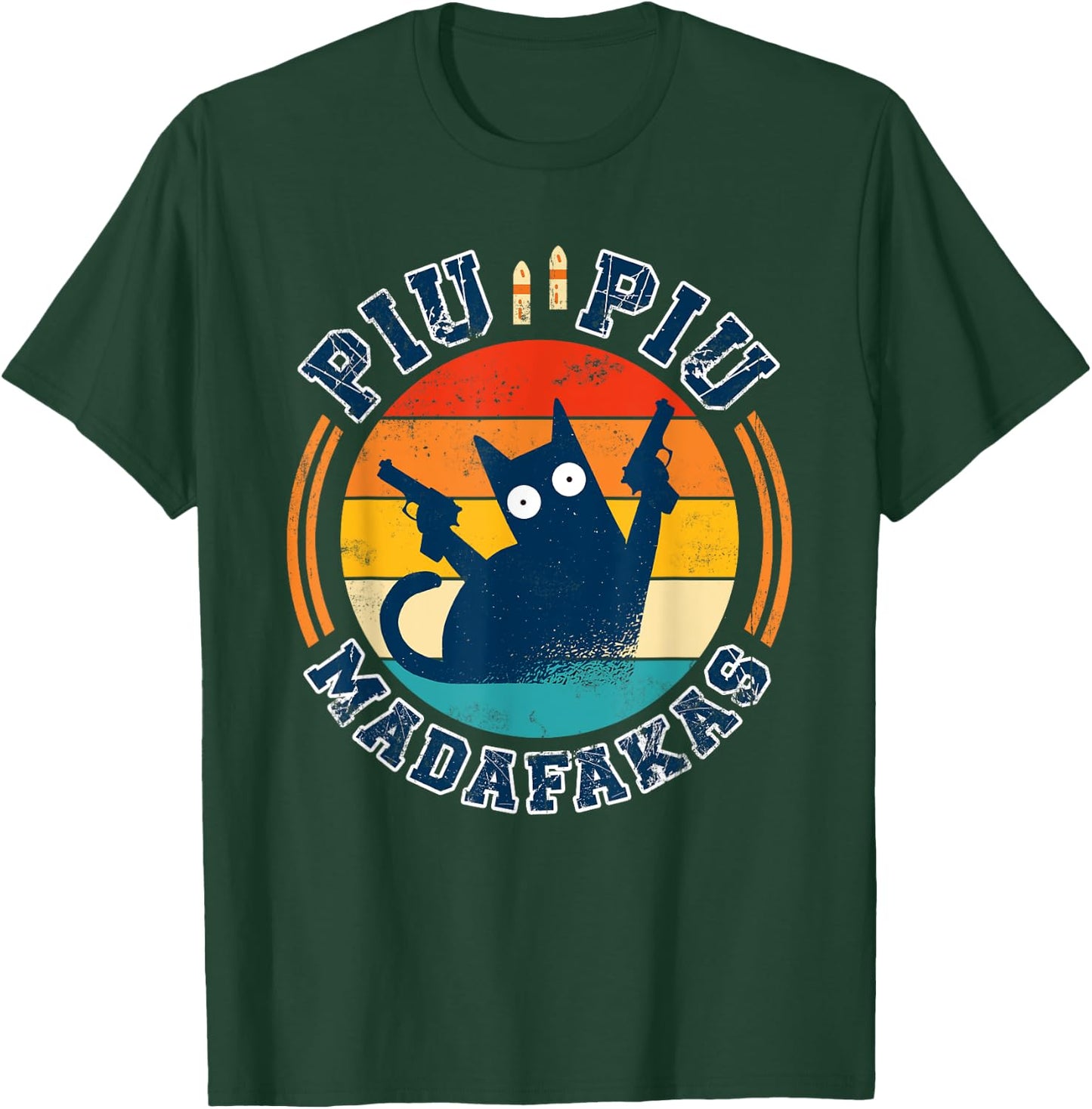 Piu Piu Pew Madafakas Novelty Funny Cat Vintage T-Shirt - T-Shirt | Forest