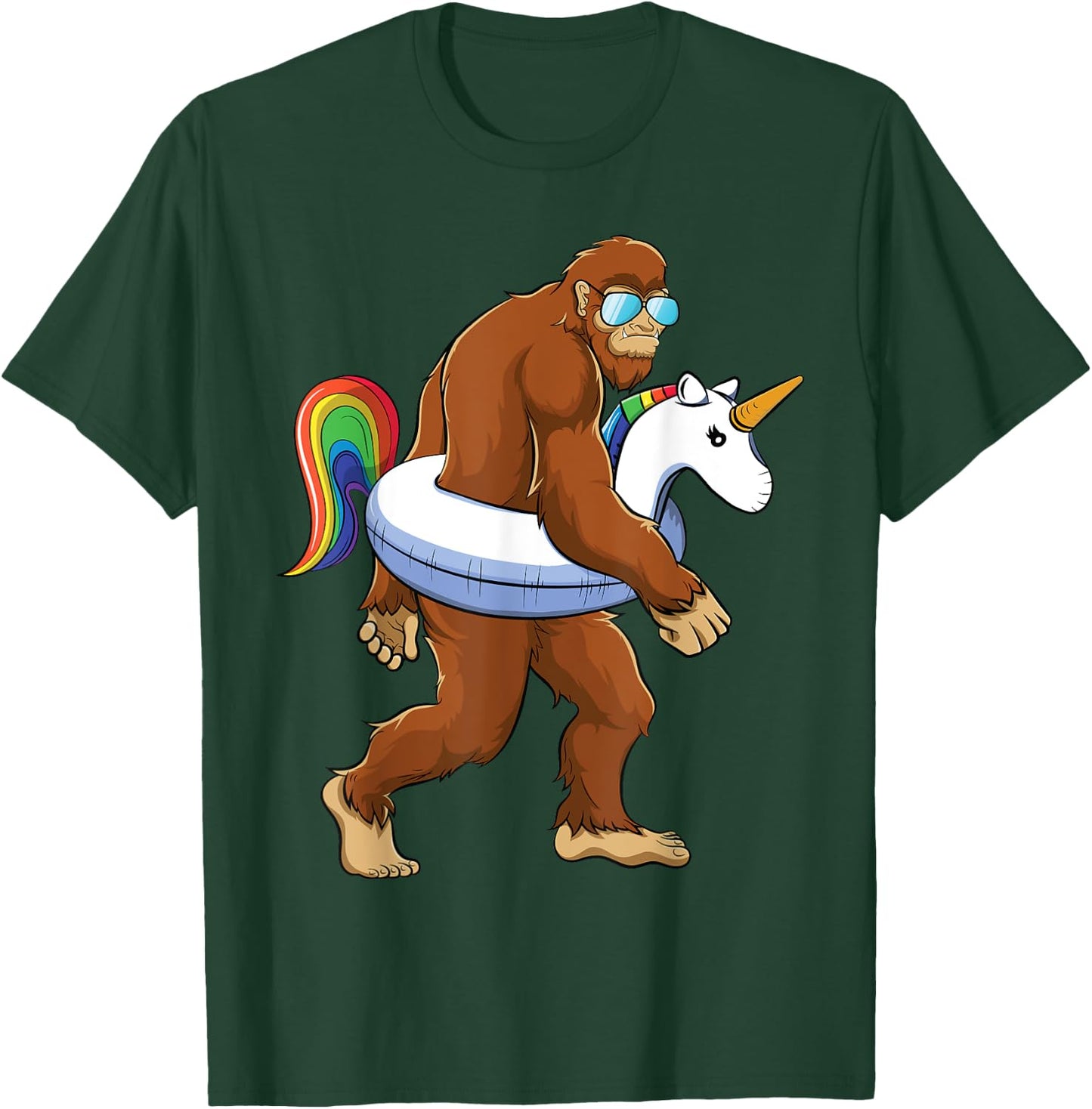 Unicorn Bigfoot Sasquatch Pool Party Boys Girls Funny Summer T-Shirt - T-Shirt | Forest