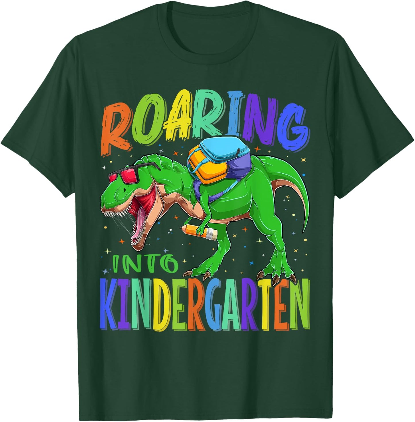 Roaring Into Kindergarten Dinosaur T Rex Back to School Boys T-Shirt - T-Shirt | Forest