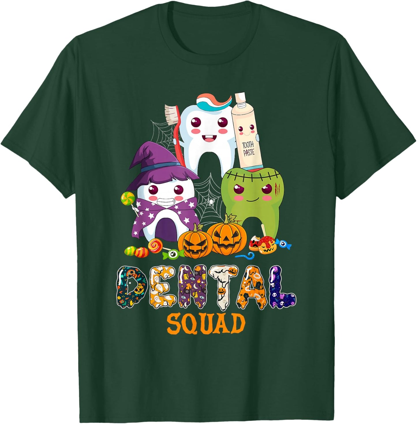 Cute Dental Squad Trick Or Teeth Denstist Halloween Ghost T-Shirt - T-Shirt | Forest