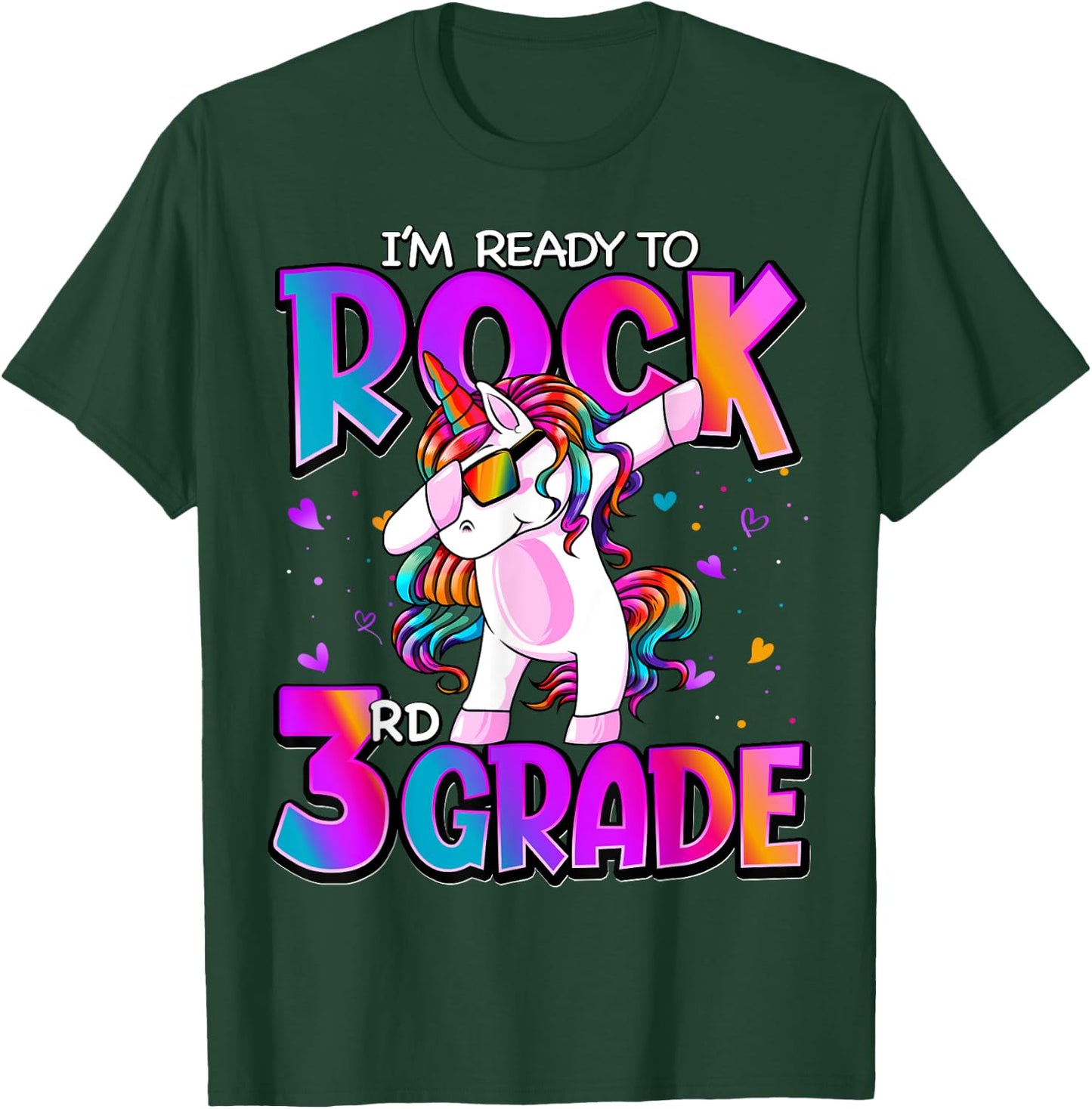 I'm Ready To Rock 3rd Grade Unicorn Back To School Girls T-Shirt - T-Shirt | Forest