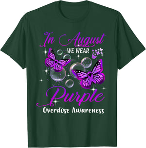 In August We Wear Purple Butterfly Overdose Awareness Gifts T-Shirt - T-Shirt | Forest