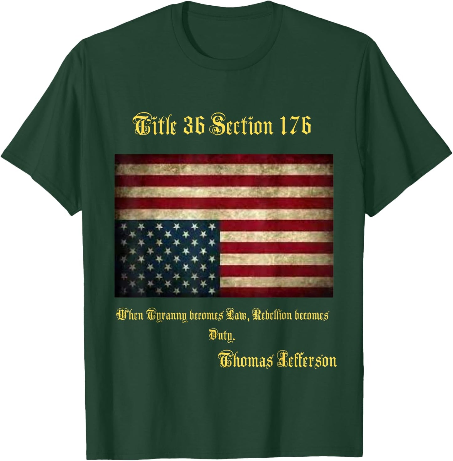 American Flag Distress Upside Down Thomas Jefferson Patriot Small T-Shirt - T-Shirt | Forest