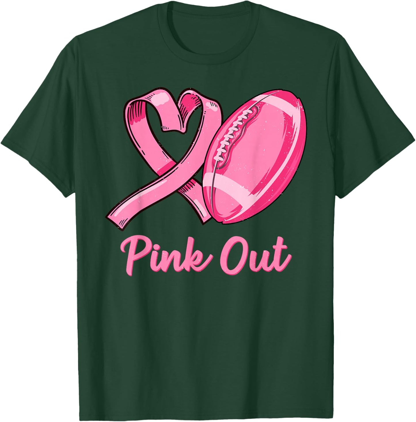 Pink Out Breast Cancer Awareness Bleached Football Mom Girls T-Shirt - T-Shirt | Forest