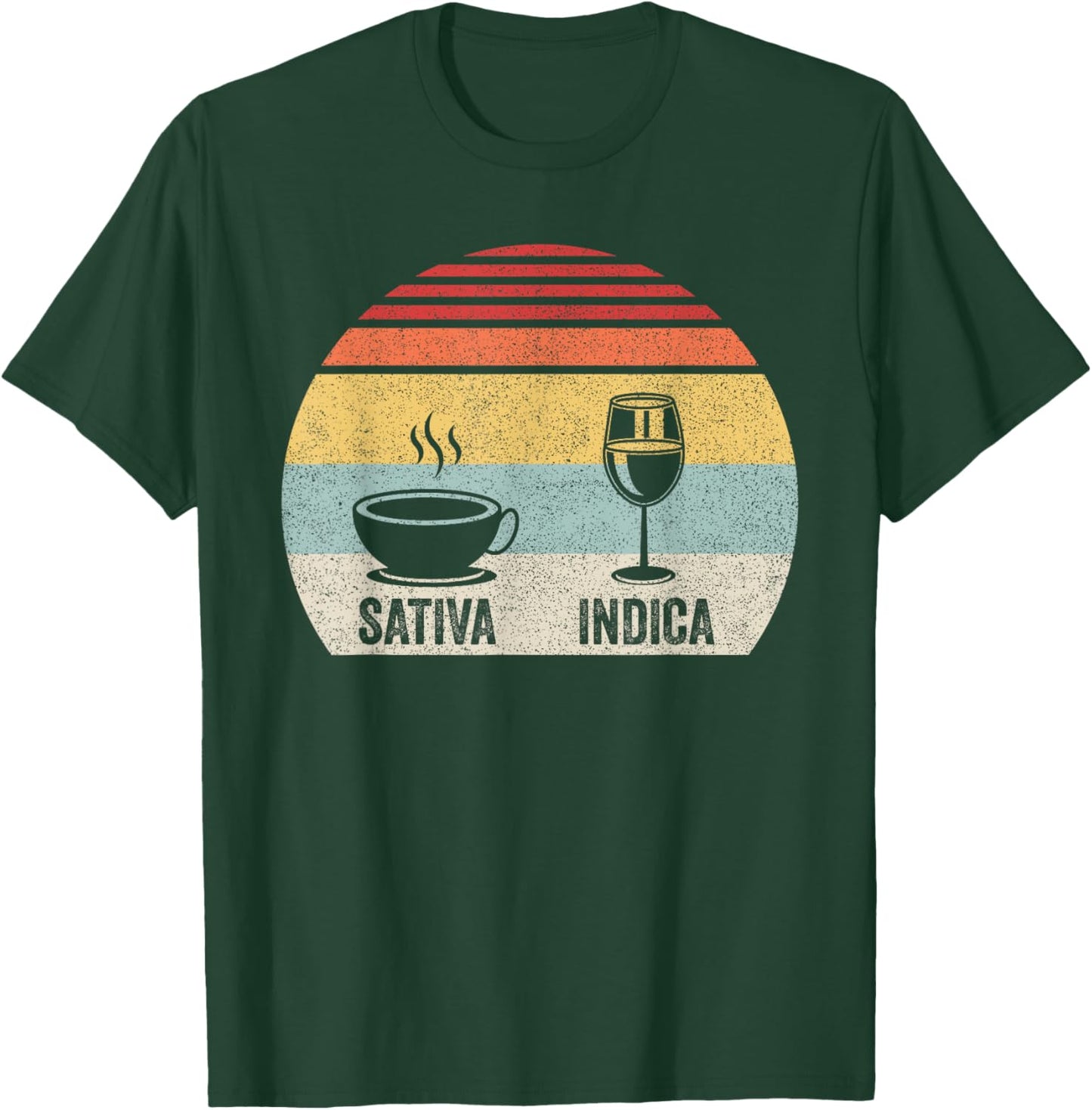 Vintage Retro Coffee Wine Sativa Indica T-Shirt - T-Shirt | Forest