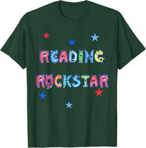 Reading Rockstar, Funny, Cool Monster Alphabet Letters T-Shirt - T-Shirt | Forest