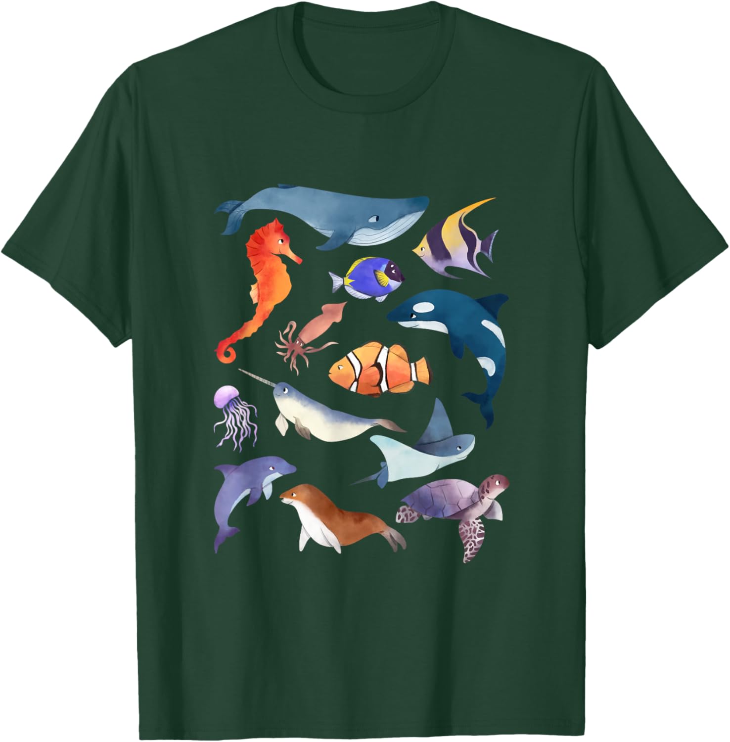 Sea Animals Shirt Funny Ocean Marine Creatures Gifts T-Shirt - T-Shirt | Forest