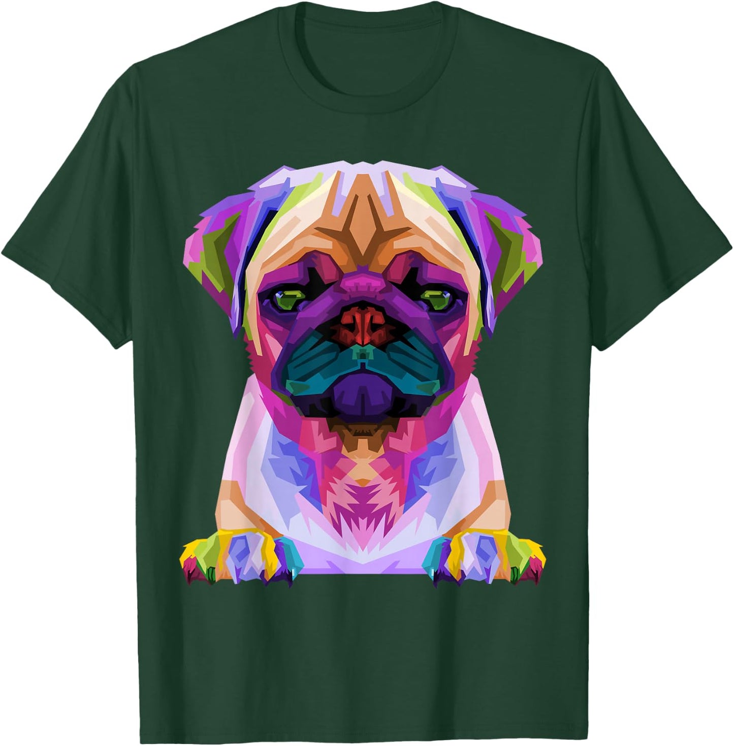 Pug Pop Art Colorful Portrait for Dog Lovers T-Shirt - T-Shirt | Forest