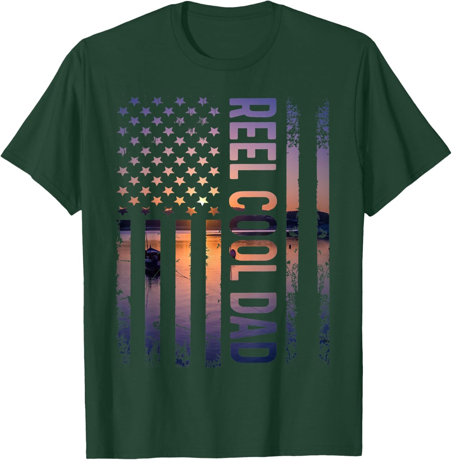 Reel Cool Dad Vintage Patriotic Daddy On Father's Day T-Shirt - T-Shirt | Forest