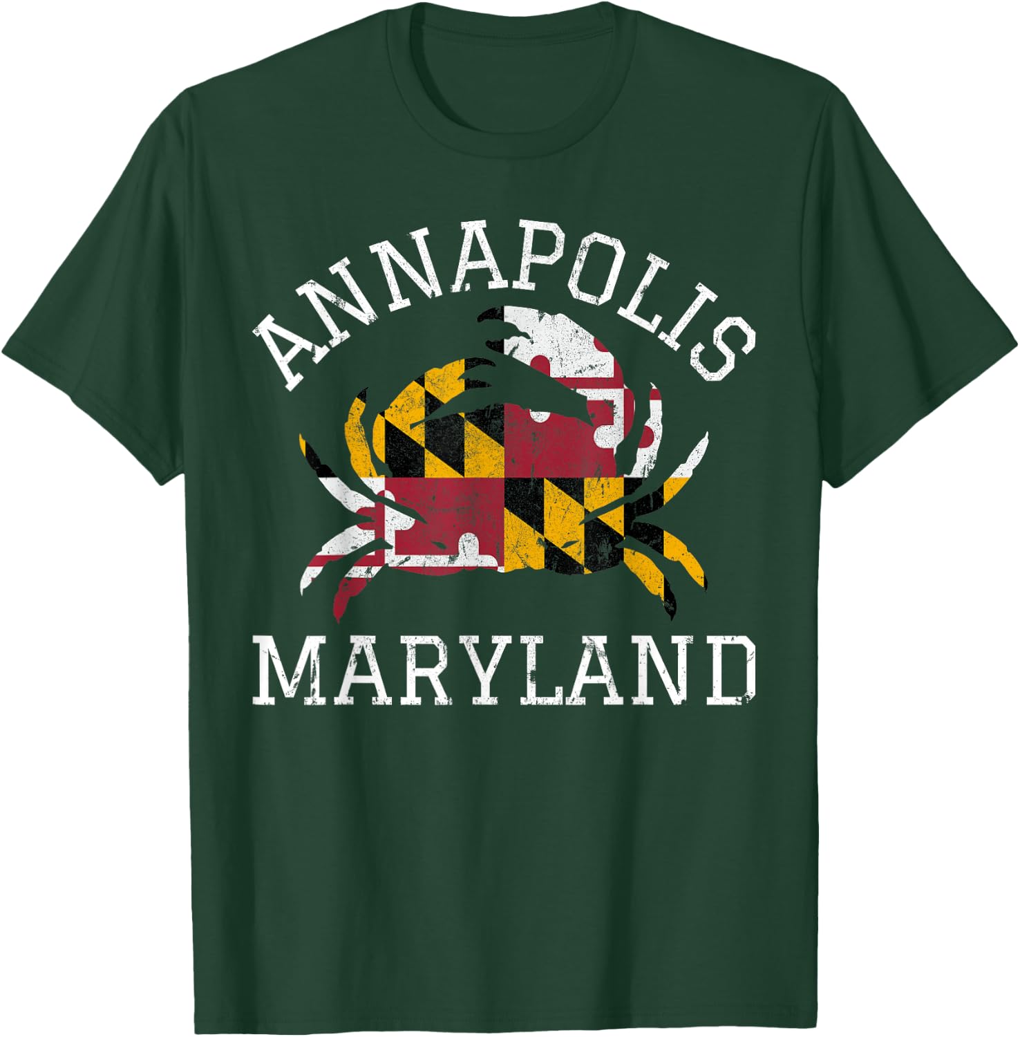 Annapolis Maryland Crab State Flag Home Travel Vintage T-Shirt - T-Shirt | Forest