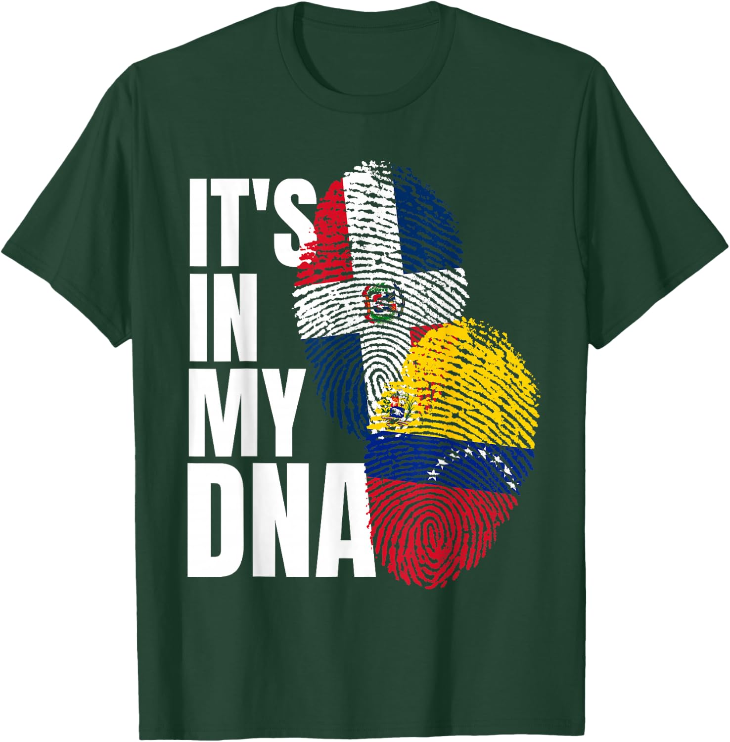 Dominican And Venezuelan DNA Mix Flag Heritage T-Shirt - T-Shirt | Forest