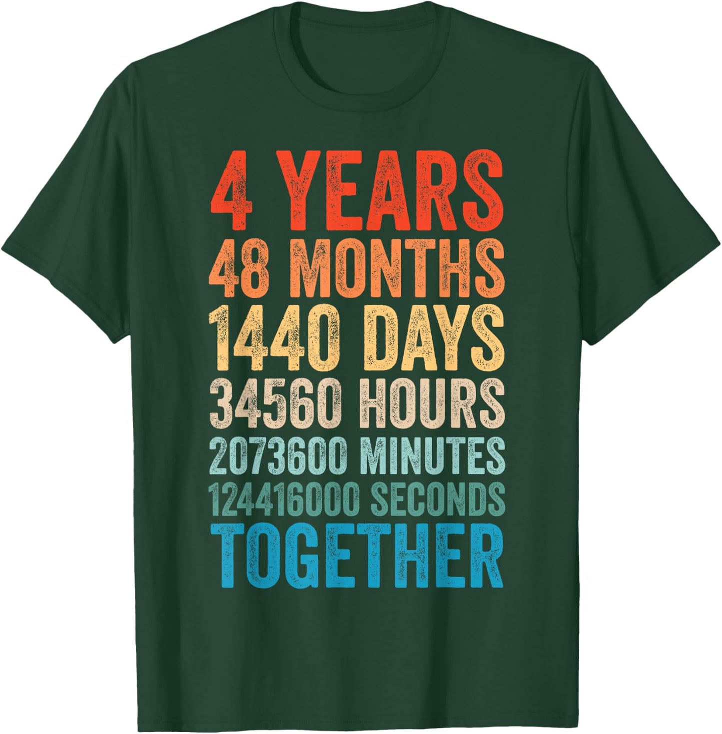 4 Year Anniversary Him Her Couple 4th Wedding T-Shirt - T-Shirt | Forest