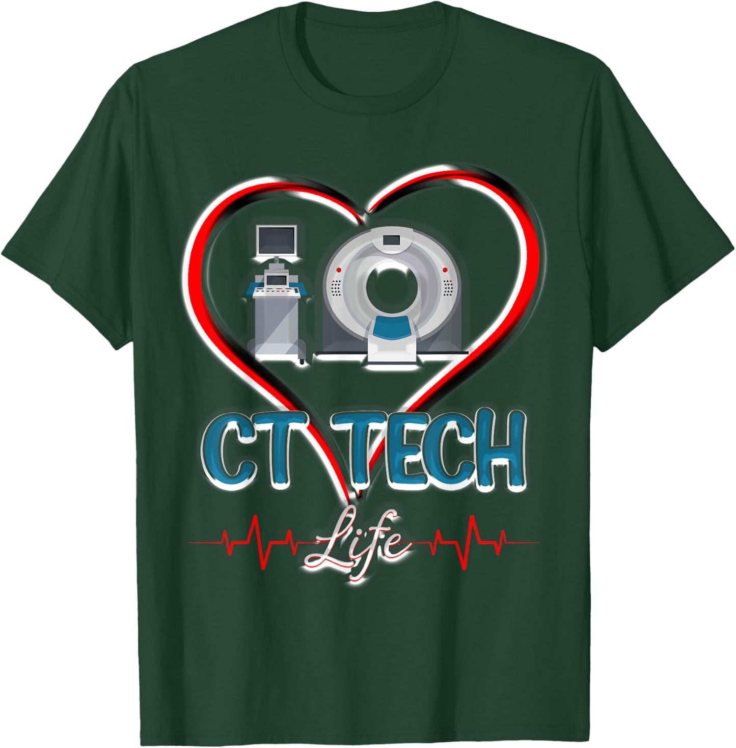 CT Tech Life Heart Funny Technologist T-Shirt - T-Shirt | Forest