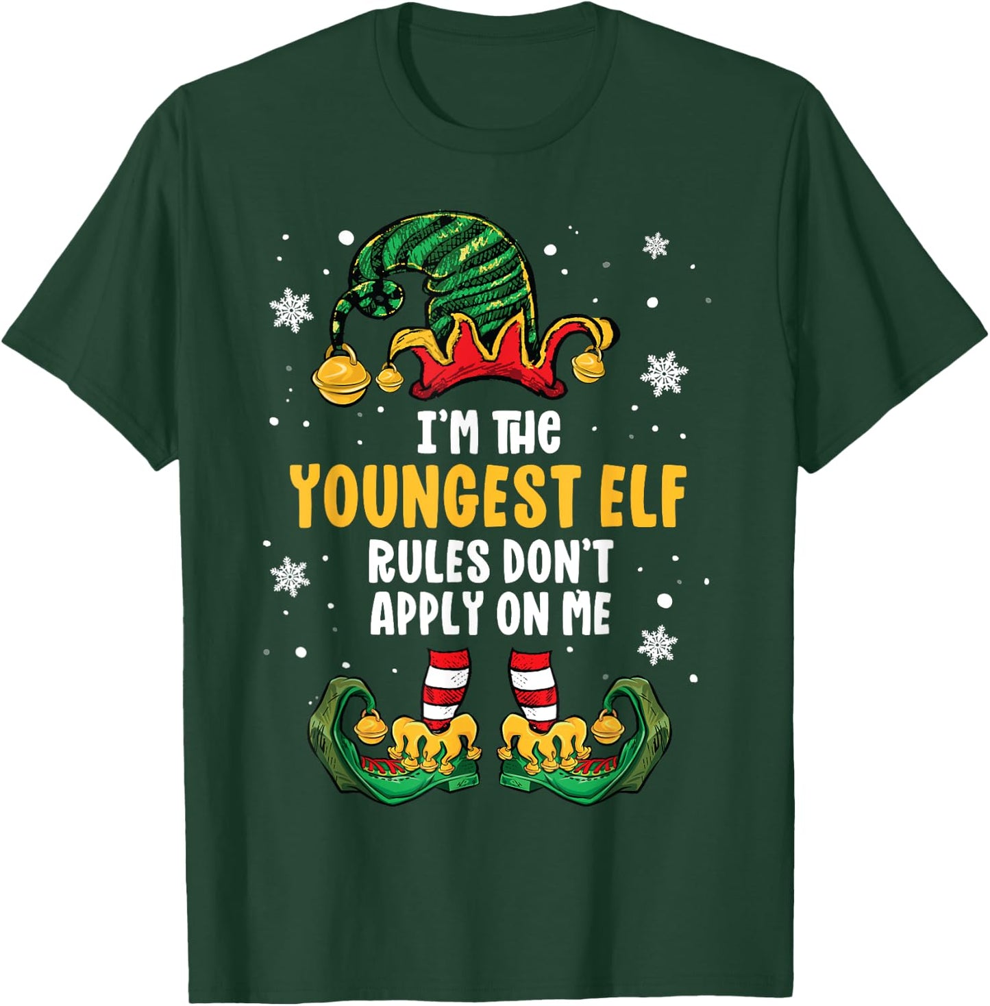 Youngest Child Shirt Elf Family Matching Sibling Christmas T-Shirt - T-Shirt | Forest