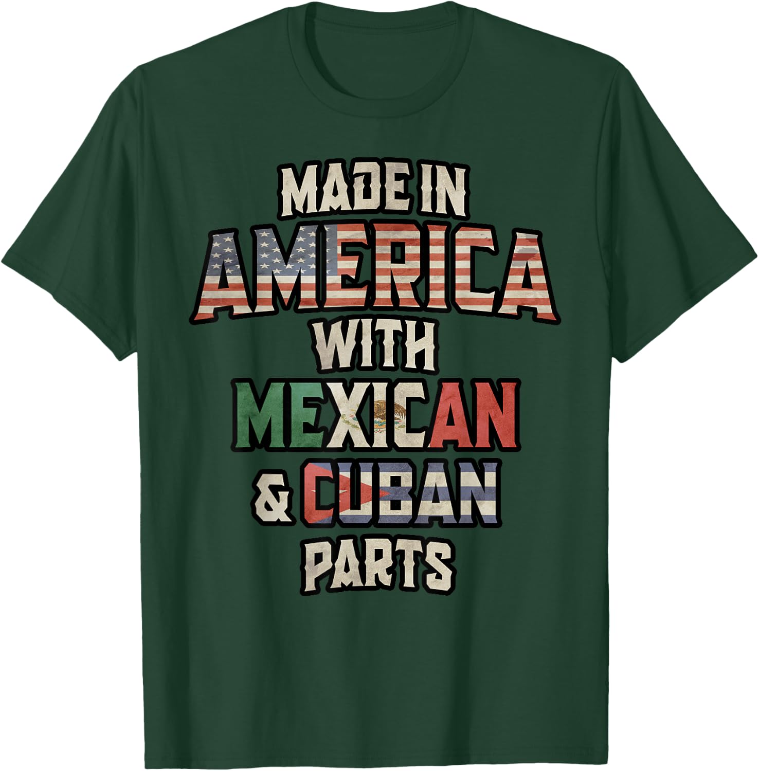 Mexican And Cuban Made In America Mix Heritage Vintage T-Shirt - T-Shirt | Forest